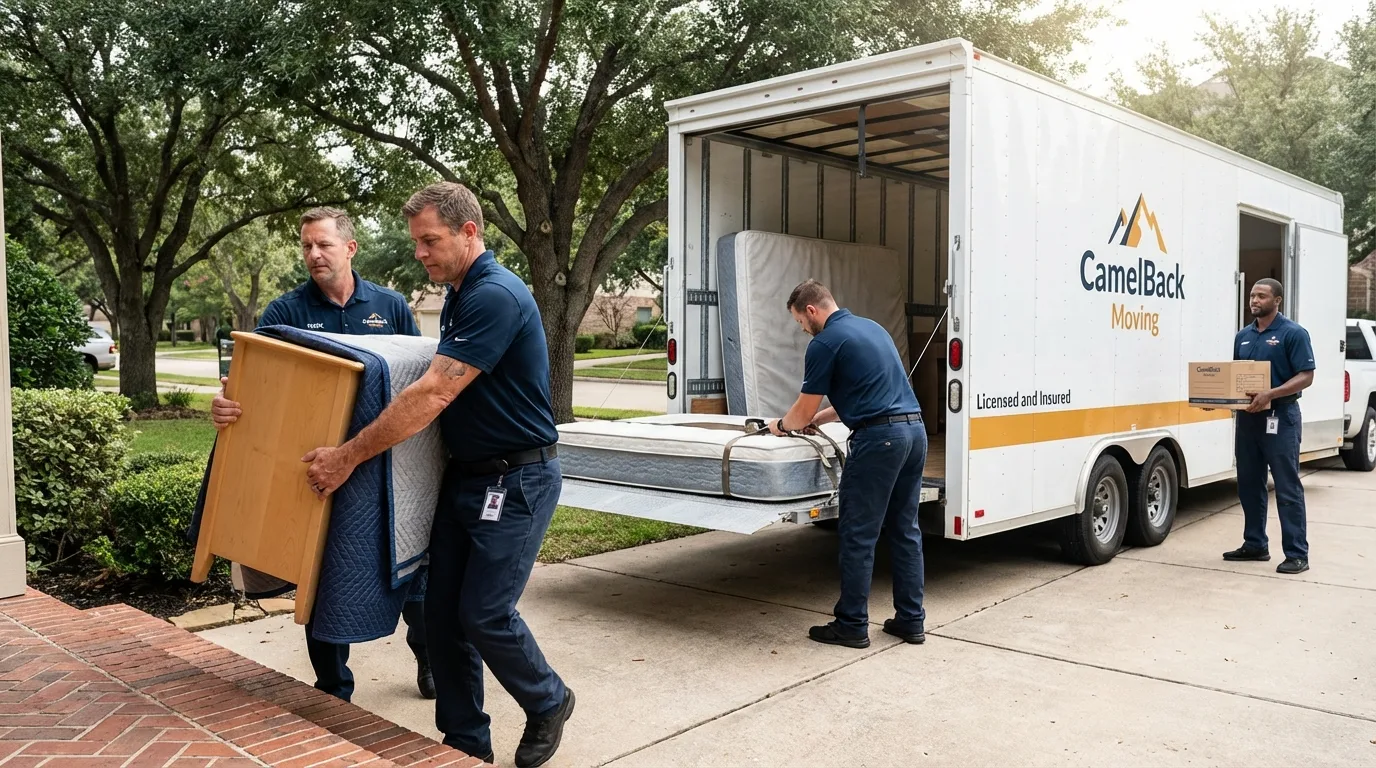 Crew loading residential truck for cross-state move from Madison Heights, VA